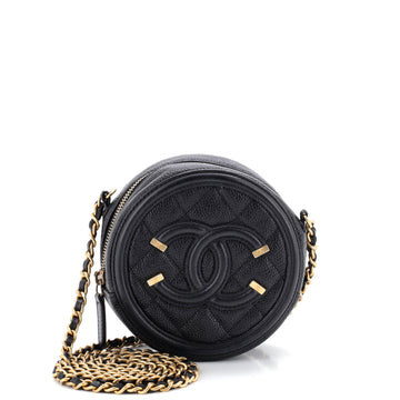 Chanel Filigree Round Clutch With Chain
