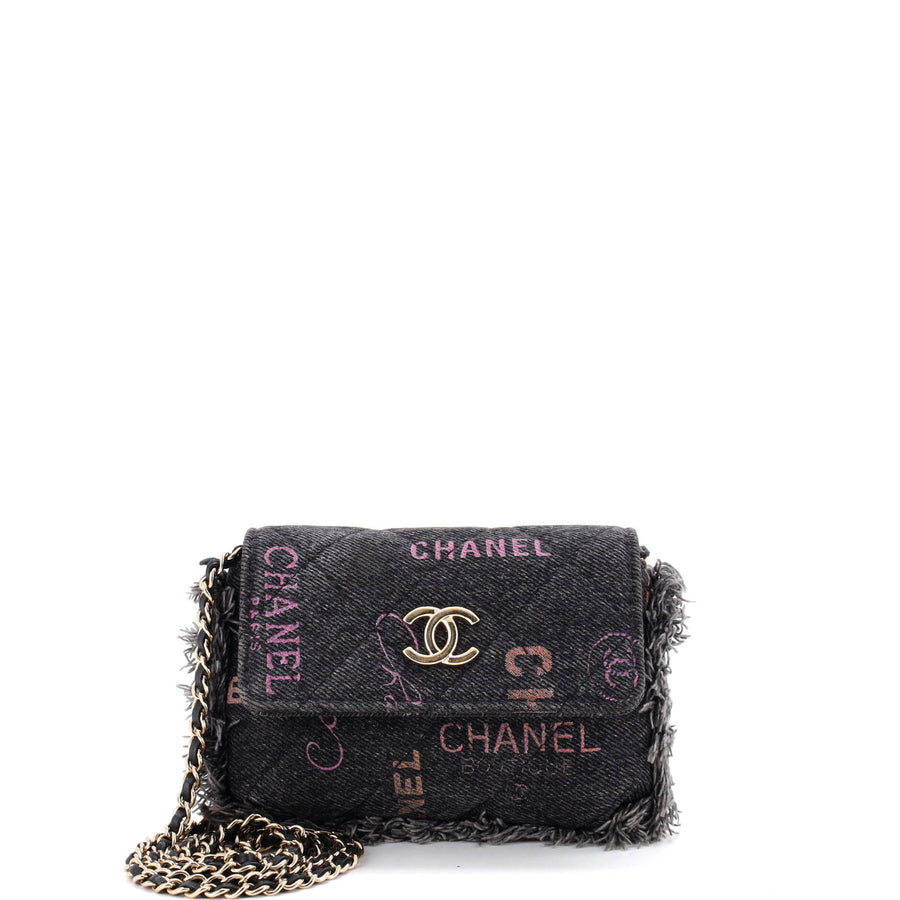 Chanel Denim Mood Flap Clutch With Chain