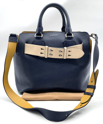 Burberry Navy And Beige Leather
