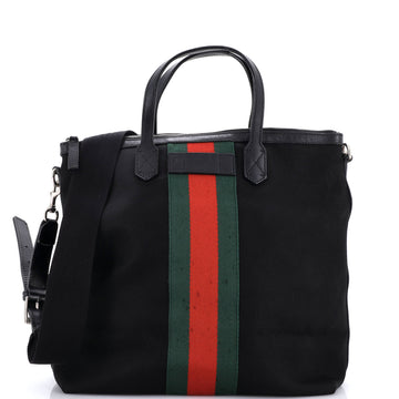 Gucci Web Zip Tote Techno Canvas Medium