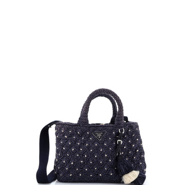 Prada Canapa Tote Raffia Crochet Small