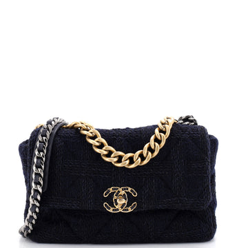 Chanel 19 Flap Bag Quilted Tweed Large