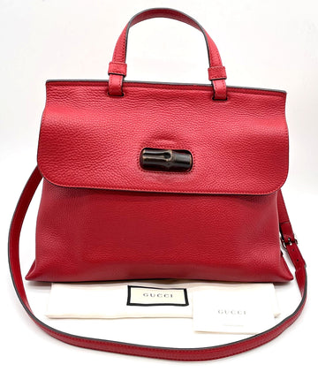 Gucci Bamboo Daily Medium Leather Red