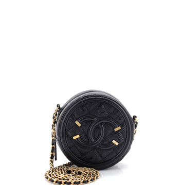 Chanel Filigree Round Clutch With Chain