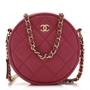 Chanel Lambskin Quilted Round Clutch