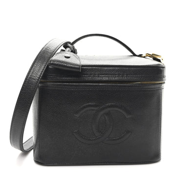 Chanel Caviar Cc Vanity Train Case Black