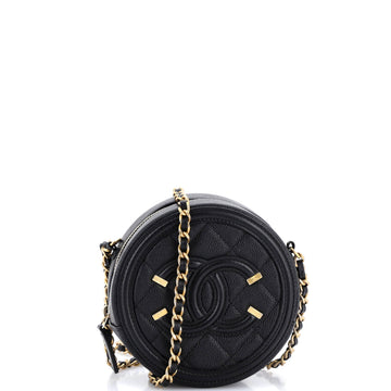Chanel Filigree Round Clutch With Chain