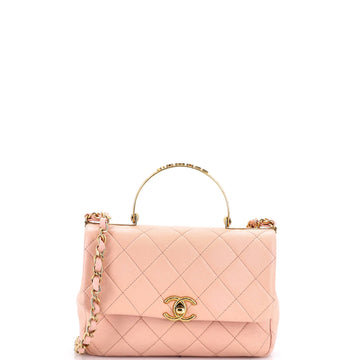 Chanel Logo Quilted Metal Top Handle