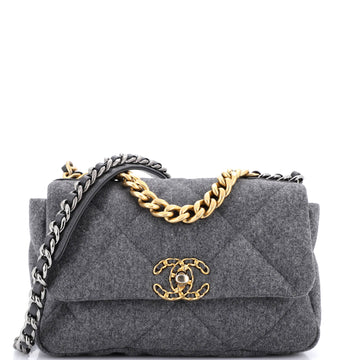 Chanel 19 Flap Bag Quilted Wool Medium