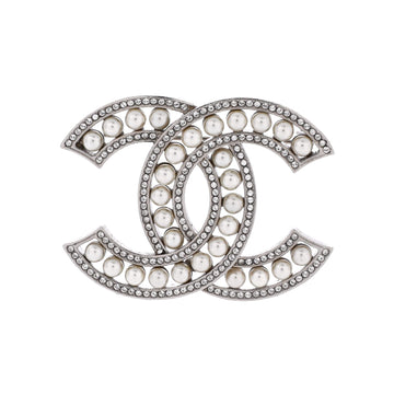 Chanel Cc Brooch Metal With Crystals And
