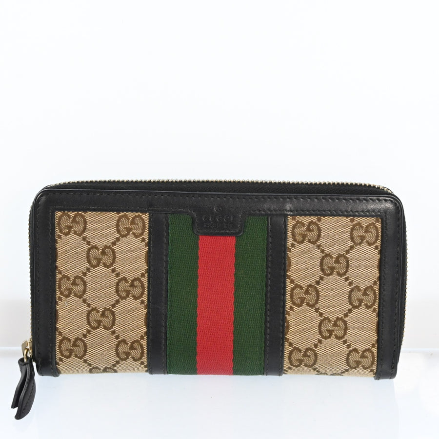 Gucci Gg Canvas Leather Sherry Line Long