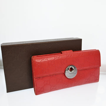 Gucci Gg Leather Long Wallet Italy Red