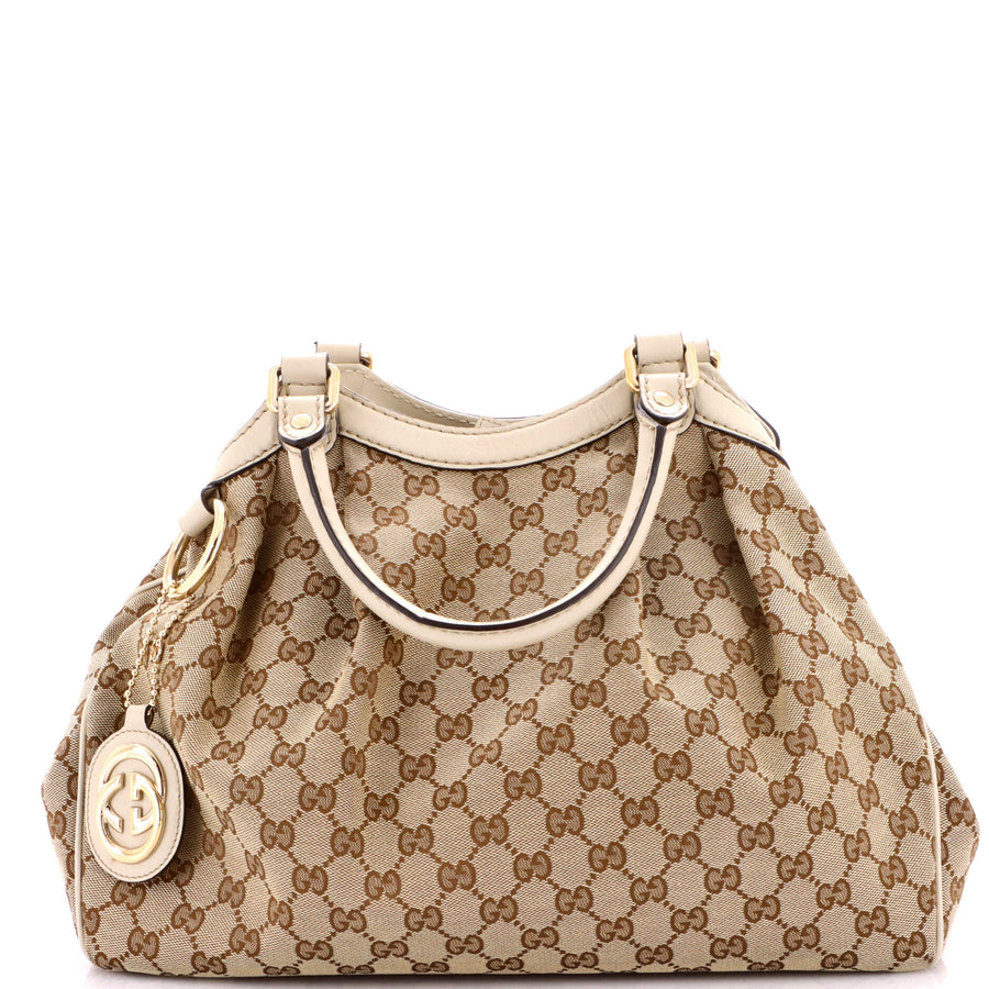 Gucci Sukey Tote Gg Canvas With Leather