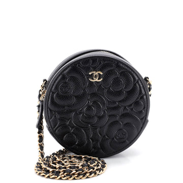 Chanel Round Clutch With Chain Camellia