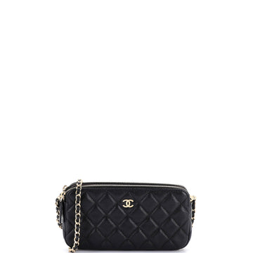 Chanel Double Zip Clutch With Chain