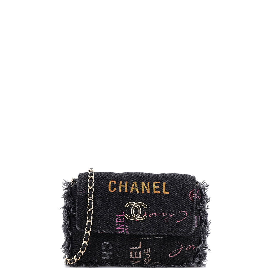 Chanel Denim Mood Flap Clutch With Chain