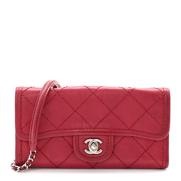 Chanel Calfskin Stitched Clutch Flap Red