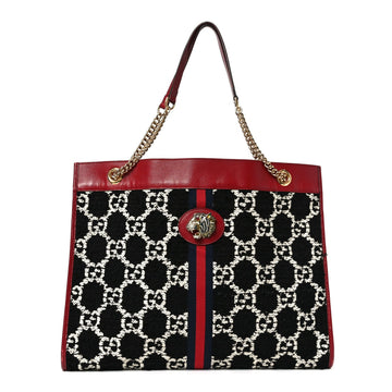 Gucci Tweed Gg Large Rajah Chain Tote
