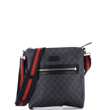 Gucci Web Strap Front Zip Messenger Bag