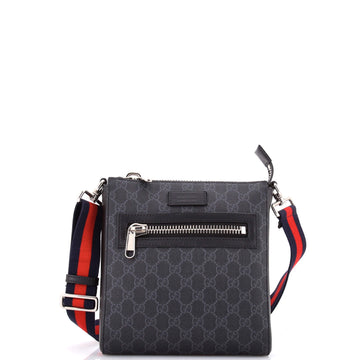 Gucci Web Strap Front Zip Messenger Bag