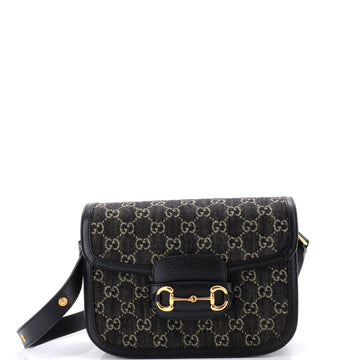 Gucci Horsebit Shoulder Bag Gg Denim