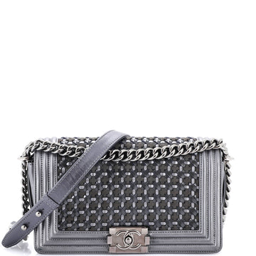 Chanel Boy Flap Bag Woven Leather Old