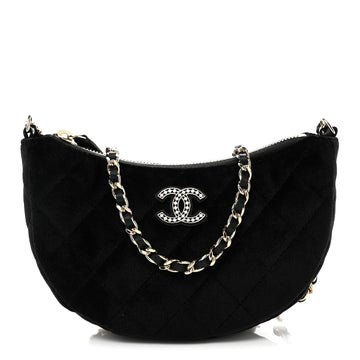Chanel Velvet Crystal Quilted Chain Hobo