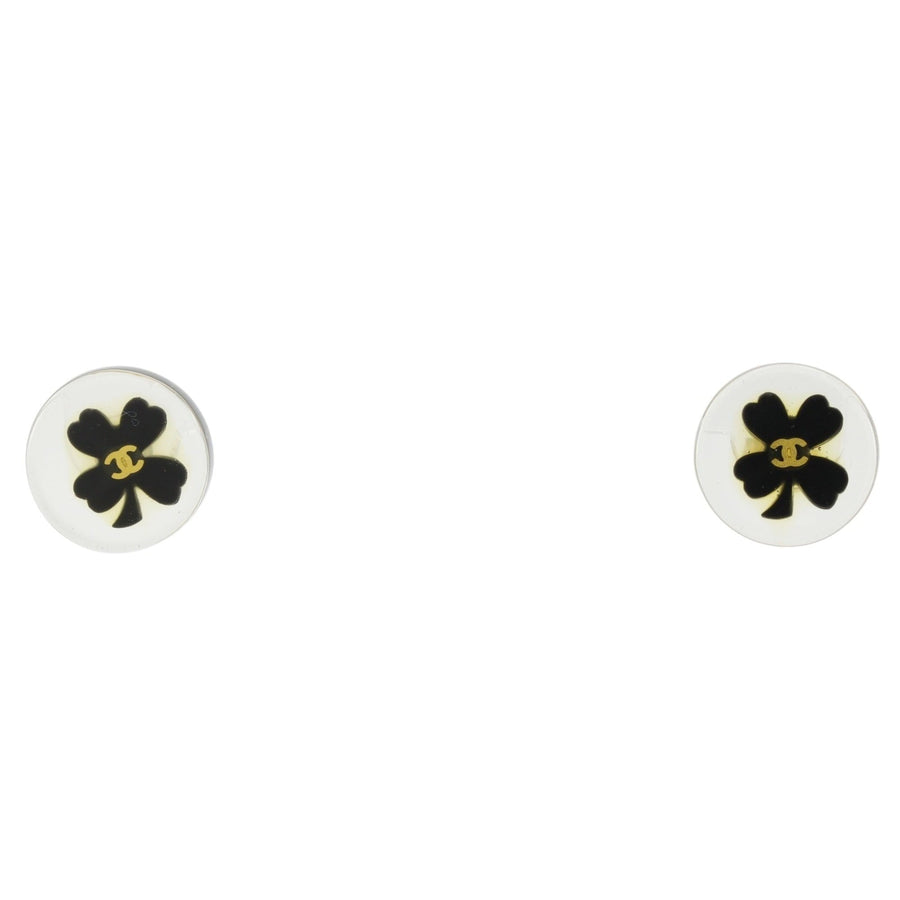 Chanel Cc Logo Clover Earrings Metal