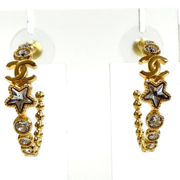 Chanel Cc Logo Hoop Star Earrings Metal