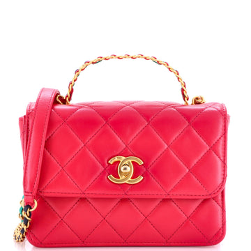 Chanel Logo Links Top Handle Flap Bag