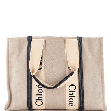 Chloe Woody Tote Canvas With Leather