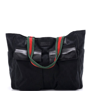Gucci Double Pocket Web Handle Tote Gg
