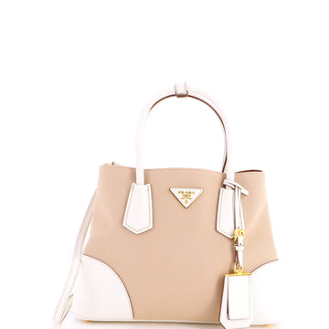 Prada Cuir Double Tote Canvas And