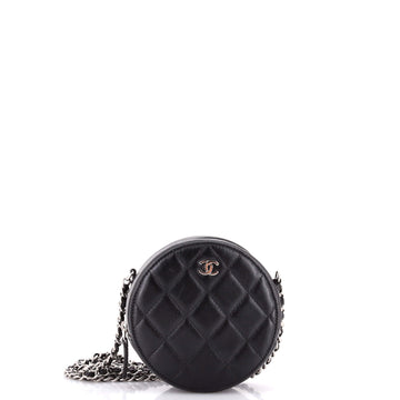 Chanel Round Clutch With Chain Quilted