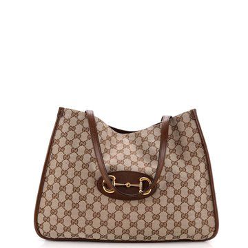 Gucci Horsebit Tote Gg Canvas With