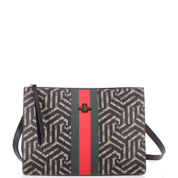 Gucci Bee Web Zip Messenger Bag Caleido