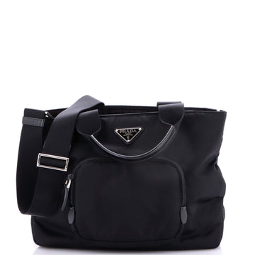 Prada Front Pocket Padded Tote Tessuto