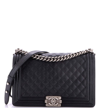 Chanel Boy Flap Bag Quilted Caviar New