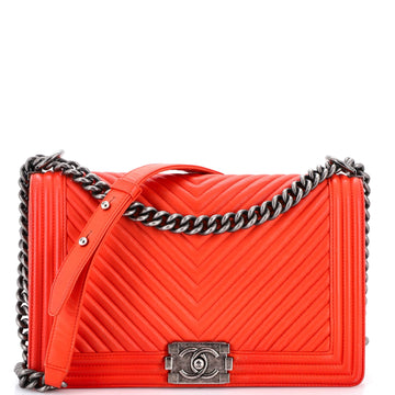 Chanel Boy Flap Bag Chevron Calfskin New