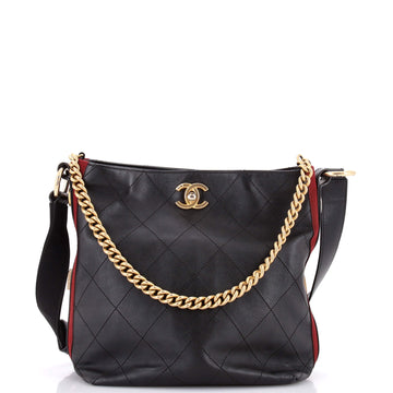 Chanel Button Up Hobo Quilted Calfskin