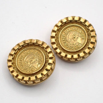 Chanel Cc Logo Round Button Earrings 95P
