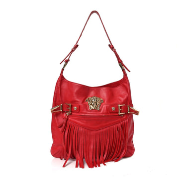 Versace Calfskin Palazzo Fringe Shoulder
