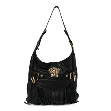 Versace Calfskin Palazzo Fringe Shoulder