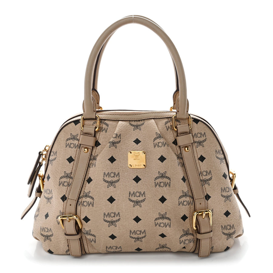 Mcm Visetos Boston Bag Beige