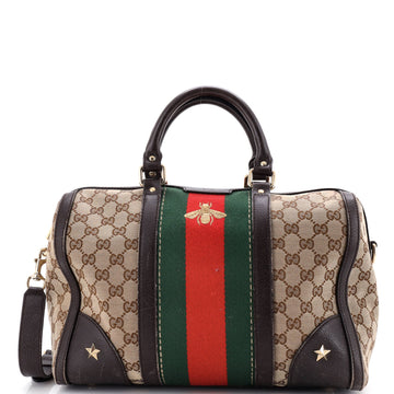 Gucci Vintage Bee Web Boston Bag Gg