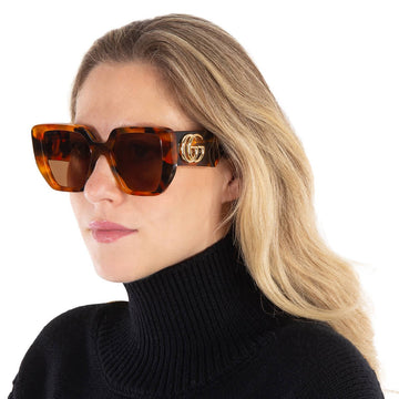 Gucci Brown Geometric Ladies Sunglasses