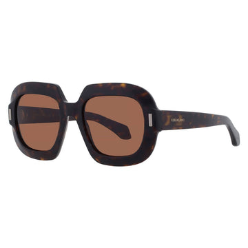 Ferragamo Brown Square Ladies Sunglasses