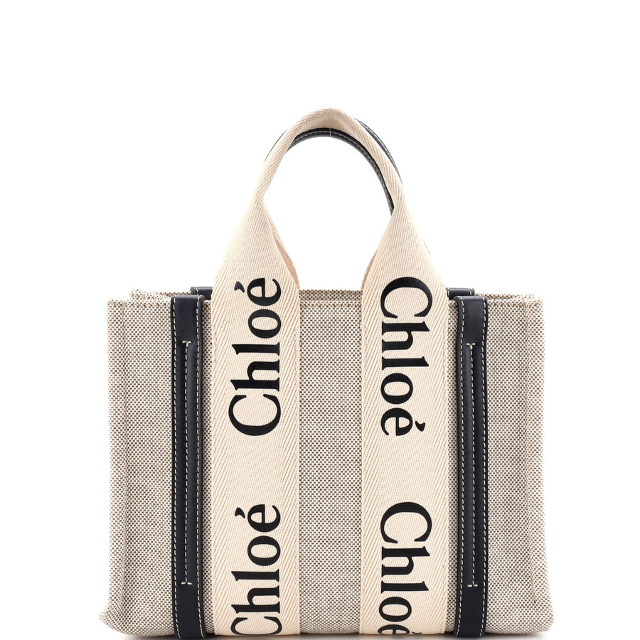 Chloe Woody Tote Canvas With Leather