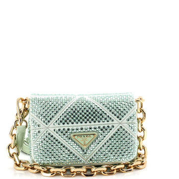 Prada Triangle Chain Flap Bag Crystal
