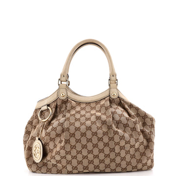 Gucci Sukey Tote Gg Canvas With Leather